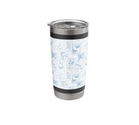 Postage Stamp Pattern Butterfly Strawberry Cornflower Blue Stainless Steel Insulated Tumbler