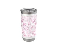 Postage Stamp Pattern Flower Butterfly Strawberry Hot Pink Stainless Steel Insulated Tumbler