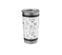 Postage Stamp Pattern Flower Butterfly Strawberry in Black Stainless Steel Insulated Tumbler