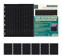 Postage Stamp Sleeves - 12 Sheets/24 Pages Stamp Collecting Inserts Double-sided 3/4/5/6/7/8 Rows for Stamp Collection Binder IS01MX312