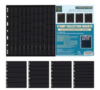Postage Stamp Sleeves - 12 Sheets/24 Pages Stamp Collecting Inserts Double-sided 5/6/7/8 Rows for Stamp Collection Binder IS01MX112