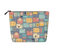 Postal Stationery Patterned Cosmetic Bag, Travel Toiletry Bag, Suitable for Business Trips and Daily use.