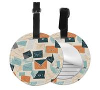 Postal Stationery Print 1/2/4pcs Luggage Tags,Round Leather Travel Suitcase Labels with Privacy Name Address Card
