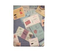 Postal Stationery Print 13-inch Laptop Sleeve, Slim Shockproof Insertion Design Leather Laptop Case for Office, School, Travel