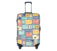 Postal Stationery Print Travel Elastic Suitcase Luggage Baggage Cover Protector, Washable And Anti-Scratch, White, S