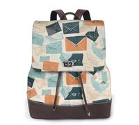 Postal Stationery Print Women Backpack Waterproof Anti-Theft Lightweight Pu Fashion Leather Nylon School Shoulder Bag Travel Backpack