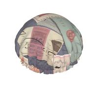 Postal Stationery Printed Double-Layer Waterproof Shower Cap - Reusable Spa & Face Mask Bathing Hat for Travel, Home Care & Beauty Routine