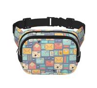 Postal Stationery Unisex Adjustable Waist Square Double Layer Waist Pack for Outdoor Activities Travelling Running Hiking