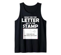 Postal Worker Letter Stamp Joke Mail Pun Humor Design Tank Top