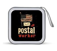 Postal Worker U.S. Flag Funny CD Holder 40 Capacity DVD Case Disc Protective Storage Organizer Bag for Car Home Travel