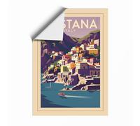 Postana Coastal Escape Vintage Unframed Wall Art Print A1 (84.1×59.4cm), Wall Decor for Living Room, Bedroom, Office & Home, Art Gift
