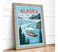 Postcard from Alaska Vintage Framed Wall Art Print A2 (59.4×42cm) Oak, Wall Decor for Living Room, Bedroom, Office & Home, Ready to Hang, Art Gift