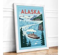 Postcard from Alaska Vintage Framed Wall Art Print A2 (59.4×42cm) White, Wall Decor for Living Room, Bedroom, Office & Home, Ready to Hang, Art Gift