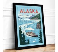 Postcard from Alaska Vintage Framed Wall Art Print A3 (42×29.7cm) Black, Wall Decor for Living Room, Bedroom, Office & Home, Ready to Hang, Art Gift
