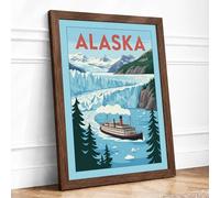 Postcard from Alaska Vintage Framed Wall Art Print A4 (29.7×21cm) Walnut, Wall Decor for Living Room, Bedroom, Office & Home, Ready to Hang, Art Gift