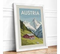 Postcard from Alpine Austria Vintage Framed Wall Art Print A4 (29.7×21cm) White, Wall Decor for Living Room, Bedroom, Office & Home, Ready to Hang, Art Gift