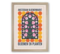 Postcard from Amsterdam Mid-Century Framed Wall Art Print A1 (84.1×59.4cm) Oak, Wall Decor for Living Room, Bedroom, Office & Home, Ready to Hang, Art Gift
