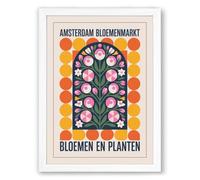 Postcard from Amsterdam Mid-Century Framed Wall Art Print A4 (29.7×21cm) White, Wall Decor for Living Room, Bedroom, Office & Home, Ready to Hang, Art Gift
