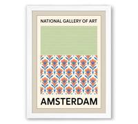 Postcard from Amsterdam Retro Framed Wall Art Print A2 (59.4×42cm) White, Wall Decor for Living Room, Bedroom, Office & Home, Ready to Hang, Art Gift
