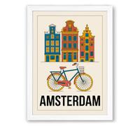 Postcard from Amsterdam Retro Framed Wall Art Print A3 (42×29.7cm) White, Wall Decor for Living Room, Bedroom, Office & Home, Ready to Hang, Art Gift