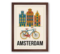 Postcard from Amsterdam Retro Framed Wall Art Print A4 (29.7×21cm) Walnut, Wall Decor for Living Room, Bedroom, Office & Home, Ready to Hang, Art Gift