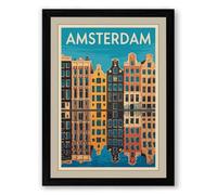 Postcard from Amsterdam Vintage Framed Wall Art Print A3 (42×29.7cm) Black, Wall Decor for Living Room, Bedroom, Office & Home, Ready to Hang, Art Gift