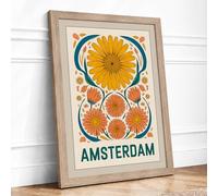 Postcard from Amsterdam Vintage Framed Wall Art Print A3 (42×29.7cm) Oak, Wall Decor for Living Room, Bedroom, Office & Home, Ready to Hang, Art Gift