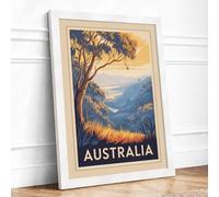 Postcard from Australia Vintage Framed Wall Art Print A2 (59.4×42cm) White, Wall Decor for Living Room, Bedroom, Office & Home, Ready to Hang, Art Gift