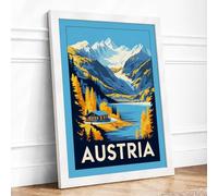 Postcard from Austria Vintage Framed Wall Art Print A2 (59.4×42cm) White, Wall Decor for Living Room, Bedroom, Office & Home, Ready to Hang, Art Gift