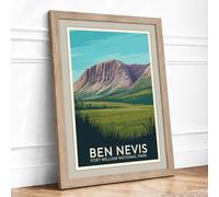 Postcard from Ben Nevis Vintage Framed Wall Art Print A4 (29.7×21cm) Oak,