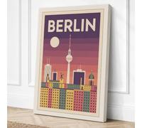 Postcard from Berlin Vintage Canvas Wall Art Print 24x16 Inch