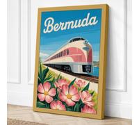 Postcard from Bermuda Vintage Canvas Wall Art Print 30x20 Inch