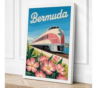 Postcard from Bermuda Vintage Canvas Wall Art Print 30x20 Inch