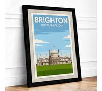 Postcard from Brighton Vintage Framed Wall Art Print A1 Black