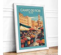Postcard from Campo dei Fiori Vintage Framed Wall Art Print A3 White