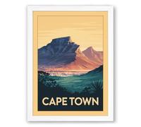 Postcard from Cape Town Art Deco Framed Wall Art Print A1 (84.1×59.4cm) White, Wall Decor for Living Room, Bedroom, Office & Home, Ready to Hang, Art Gift