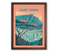 Postcard from Cape Town Vintage Framed Wall Art Print A2 (59.4×42cm) Walnut, Wall Decor for Living Room, Bedroom, Office & Home, Ready to Hang, Art Gift