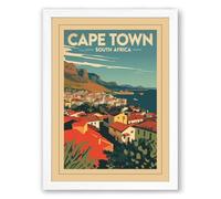 Postcard from Cape Town Vintage Framed Wall Art Print A4 (29.7×21cm) White, Wall Decor for Living Room, Bedroom, Office & Home, Ready to Hang, Art Gift