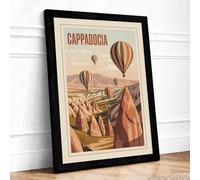 Postcard from Cappadocia Vintage Framed Wall Art Print A3 (42×29.7cm) Black, Wall Decor for Living Room, Bedroom, Office & Home, Ready to Hang, Art Gift