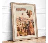 Postcard from Cappadocia Vintage Framed Wall Art Print A3 (42×29.7cm) Oak, Wall Decor for Living Room, Bedroom, Office & Home, Ready to Hang, Art Gift