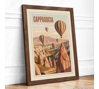 Postcard from Cappadocia Vintage Framed Wall Art Print A3 (42×29.7cm) Walnut, Wall Decor for Living Room, Bedroom, Office & Home, Ready to Hang, Art Gift