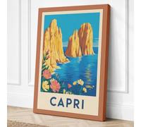 Postcard from Capri Art Deco Canvas Wall Art Print 36x24 Inch