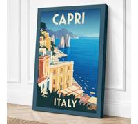 Postcard from Capri Vintage Canvas Wall Art Print 18x12 Inch