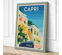 Postcard from Capri Vintage Canvas Wall Art Print 30x20 Inch