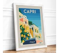 Postcard from Capri Vintage Framed Wall Art Print A3 (42×29.7cm) White, Wall Decor for Living Room, Bedroom, Office & Home, Ready to Hang, Art Gift
