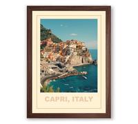 Postcard from Capri Vintage Framed Wall Art Print A4 (29.7×21cm) Walnut, Wall Decor for Living Room, Bedroom, Office & Home, Ready to Hang, Art Gift