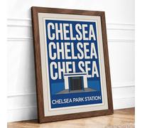 Postcard from Chelsea Park Vintage Framed Wall Art Print A1 (84.1×59.4cm) Walnut, Wall Decor for Living Room, Bedroom, Office & Home, Ready to Hang, Art Gift