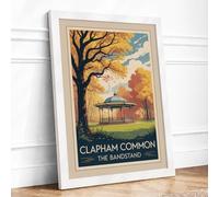 Postcard from Clapham Common Vintage Framed Wall Art Print A3 White