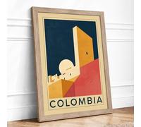Postcard from Colombia Vintage Framed Wall Art Print A1 (84.1×59.4cm) Oak, Wall Decor for Living Room, Bedroom, Office & Home, Ready to Hang, Art Gift