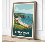 Postcard from Cornwall Canvas Wall Art Print 18x12 Inch (46 x 30 cm)